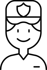 Police officer illustration with a friendly smile line icon