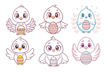 A Bundle of Cute Easter dove vector cartoon illustration Easter Day