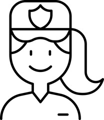 Police officer character illustration. line icon