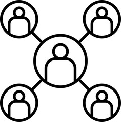 Network of connected individuals line icon
