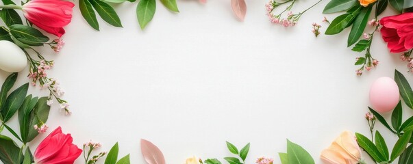 Pastel Easter Eggs and Spring Flowers Frame