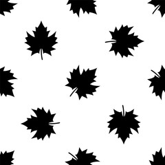 Seamless pattern leaf silhouettes. Autumn leaf repeat background.