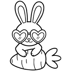 Baby rabbits and carrots cartoon 