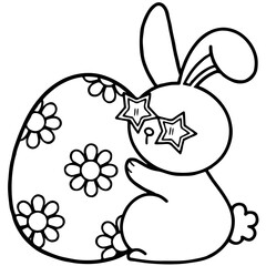 easter bunny with eggs cartoon 
