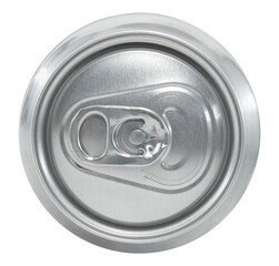 Tin aluminum can on white background. Beer can isolate. Top view