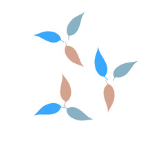 Groups of sets of three colorful leaves hand hand-drawn illustration art