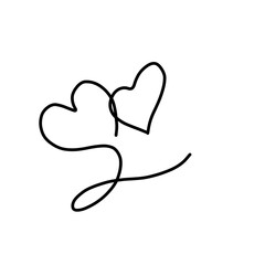 Abstract heart love symbol Black line art drawing