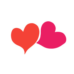  Red and pink love heart shape illustration art