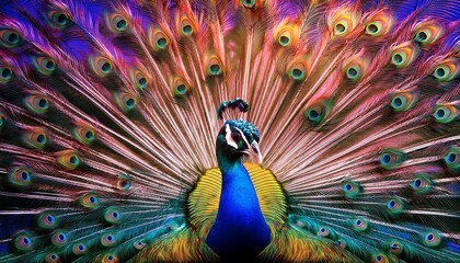 Fototapeta premium peacock with feathers out