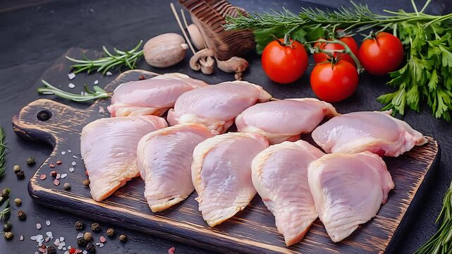 Fresh Raw Chicken with Herbs