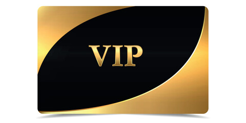 Golden luxury VIP card. Gold vip banner for premium voucher, online casino, invitation, exclusive certificate, award, quality guarantee. Vector illustration on black background.