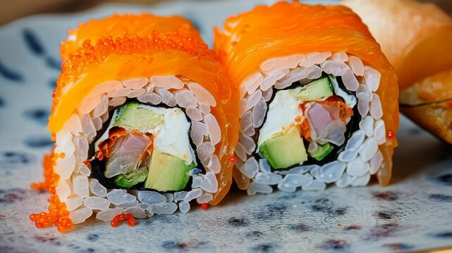 Assorted Sushi Rolls on Plate