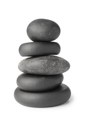Stack of spa stones isolated on white