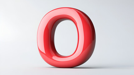 Number 0. Zero Number sign red color. Realistic 3d design in cartoon balloon style. Isolated on white background. illustration