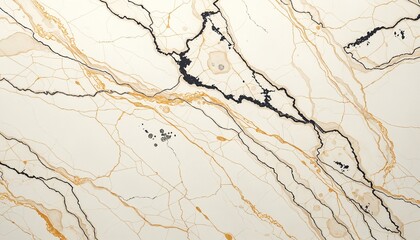 Matte white marble texture with golden and black veins swirling.Texture surface background.