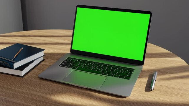Laptop with Green Screen Display