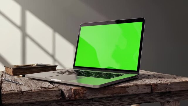 Laptop with Green Screen Display