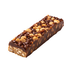 Nutty chocolate protein bar food photography healthy snack, isolated on white or transparent background
