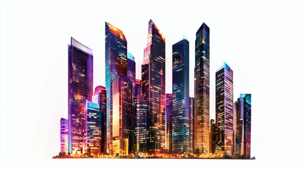 Obraz premium Vibrant Night City Skyline Silhouette