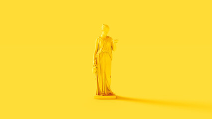vibrant yellow Hebe goddess youth Greek mythology statue divine 3d illustration