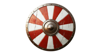 Roman red and white soldier shield isolated on white background