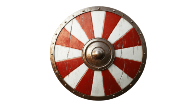 Roman red and white soldier shield isolated on white background - Powered by Adobe