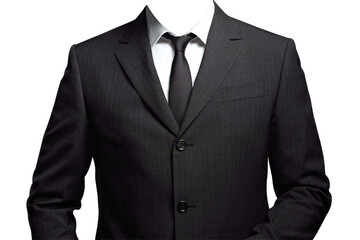 Classic black suit with a tie, symbolizing professionalism, corporate style, formal wear, and elegant business attire.