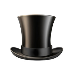 Classic black top hat isolated on a transparent background, suitable for various creative projects and design applications.