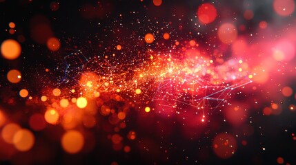 Obraz premium Abstract Red and Orange Nebula: A Digital Artwork of Cosmic Connections