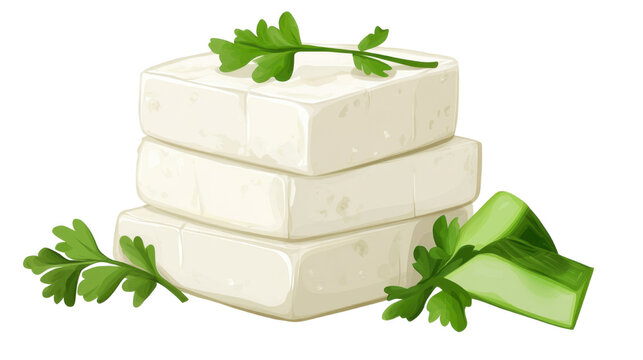 stack silce tofu isolated on white background