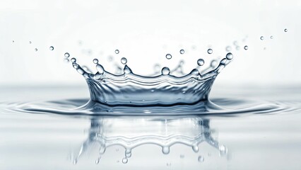A splash of water frozen in midair, isolated on a pure white background, highlighting the clarity and movement of water