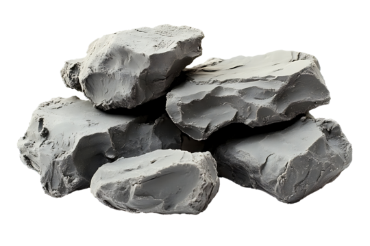 Gray modeling clay lump on transparent background. high resolution PNG file