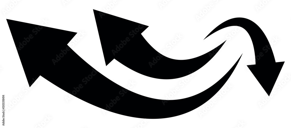 Poster black curve arrow icon set on white background. flat style. arrow icon for your web site design, log