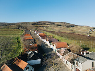 Wine cellar street in Mailberg, in the Weinviertel region in Lower Austria