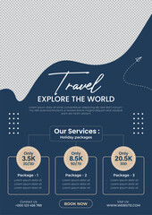 Explore the World Enjoy Holiday Packages, Travel agency social media post template design of summer beach travel Adventure web banner, broucher, poster Digital advertising banner promotion. 