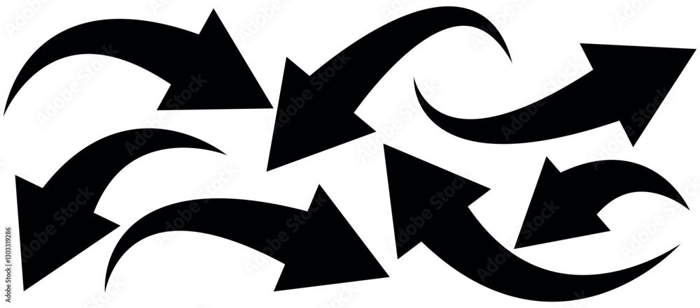 Fototapete curve arrow icon vector set. set of black long curve arrow for app and ui design. long up arrow icon