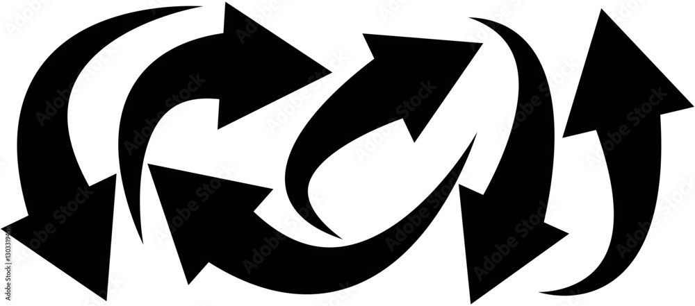 Fototapete curve arrow icon vector set. set of black long curve arrow for app and ui design. long up arrow icon
