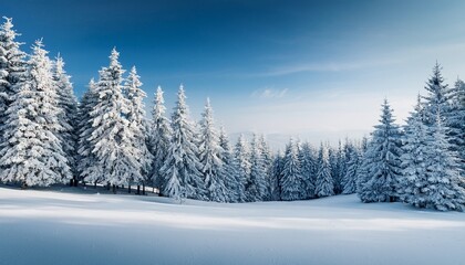 merry christmas and happy new year greeting background with copy space beautiful winter landscape with snow covered trees