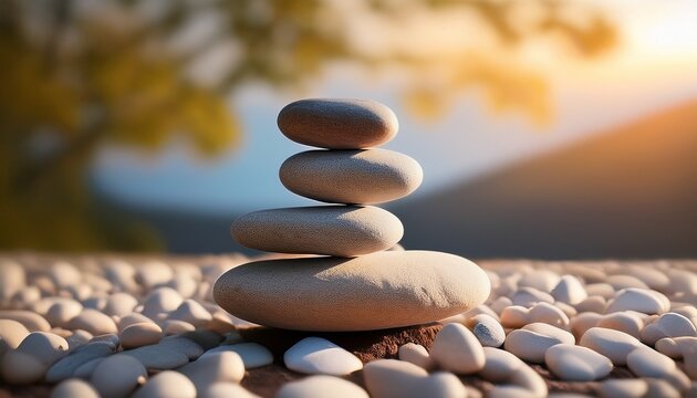 a serene arrangement of balanced pebbles ideal for promoting mental health awareness and mindfulness activities perfect for mental health day events