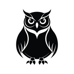 Fototapeta premium owl on white Stylized Owl Silhouette – Modern Wildlife Vector Art for Prints & Merchandise