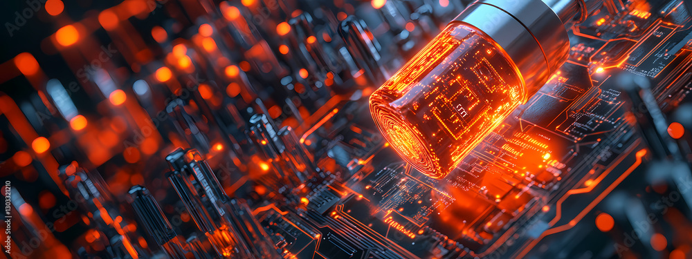 Poster digital powerhouse: a captivating abstract representation of a central processing unit, glowing inte
