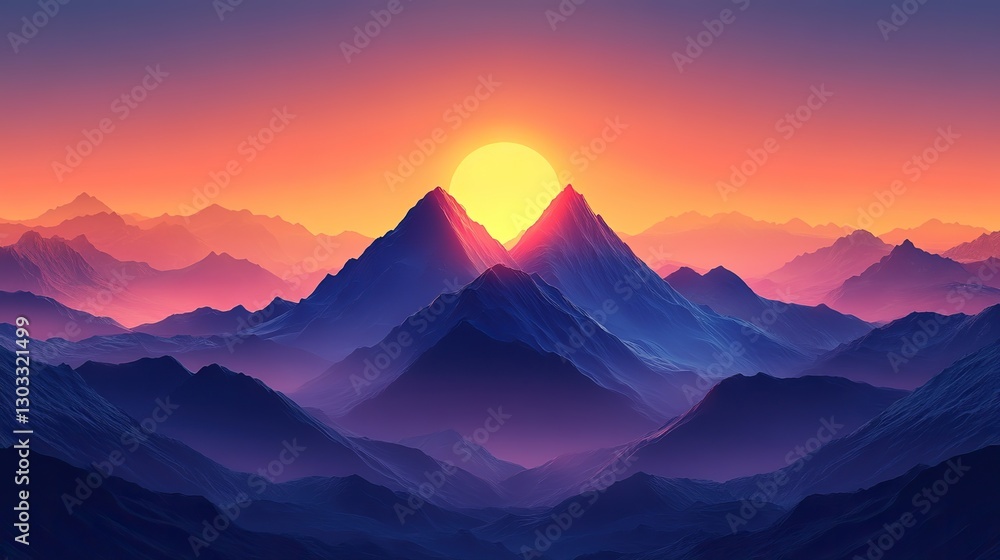 Poster triangle connecting two mountain peaks symbolizing unity vector illustration