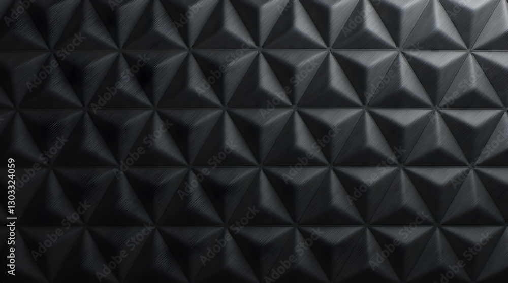 Poster black textured 3d triangular pyramid wall panel pattern
