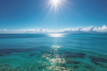 Radiant Sunlight Blending with Tranquil Blue Ocean for an Extraordinary Pacific View