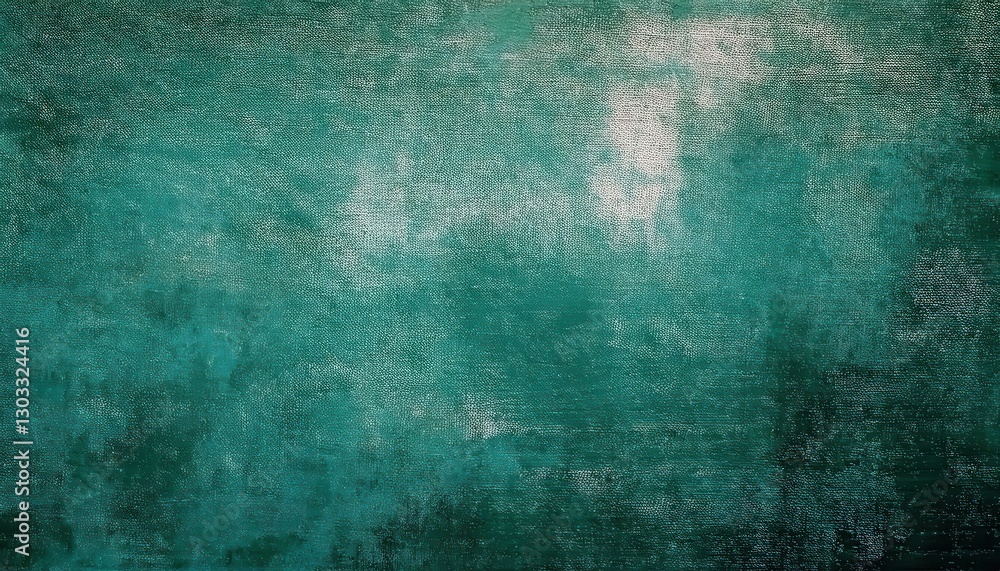 Poster textured emerald green grunge background with rough canvas pattern, abstract vintage backdrop for de