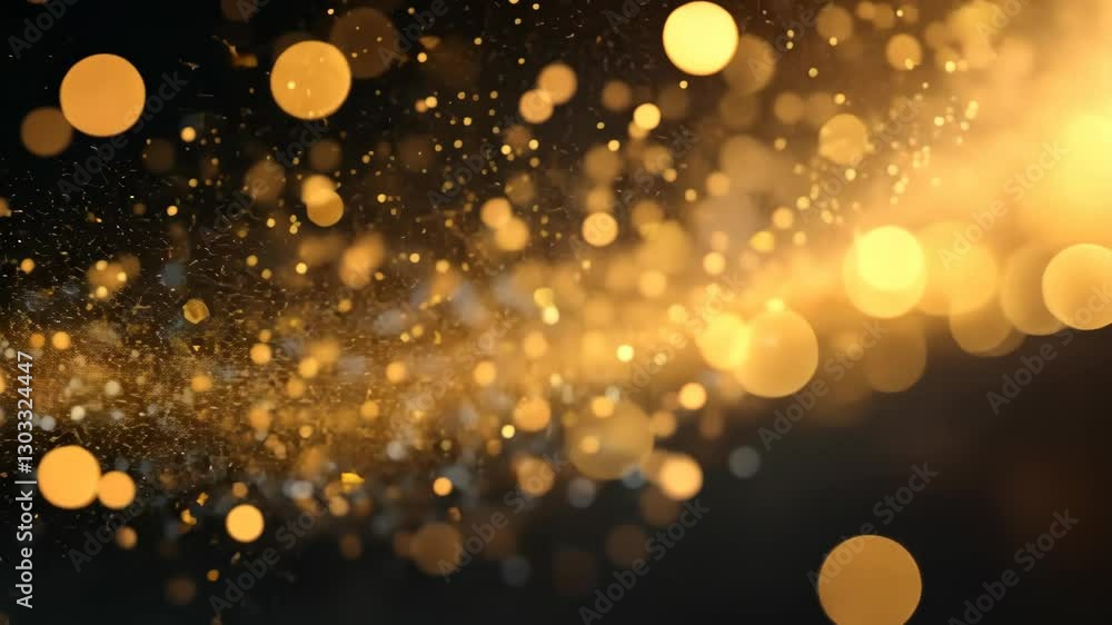 Poster golden particles shimmer in a dynamic display of light, creating a magical atmosphere during a celeb