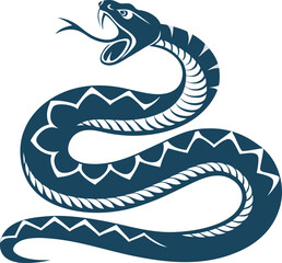Isolated silhouette Rattlesnake flat logo icon vector	
