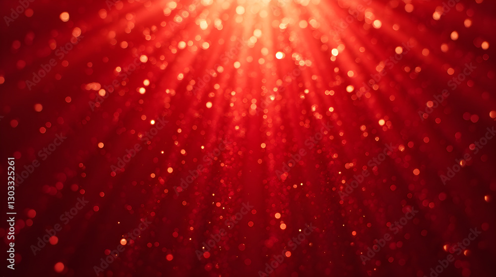 Poster radiant red festive sparkle bokeh light rays background texture