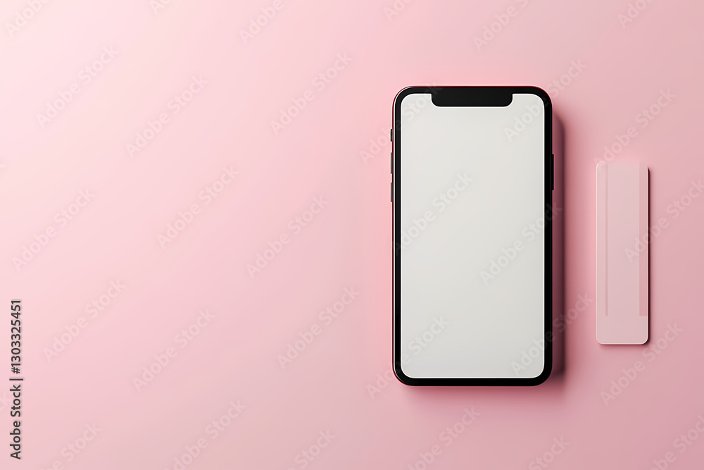 Poster modern communication hub: a sleek smartphone with a blank display and a stylish, coordinating case, 