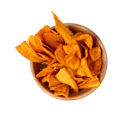 Dry carrot chips isolated, dried sliced red vegetable, healthy crispy snack flakes pile